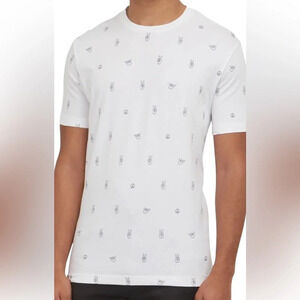 Kenneth Cole graphic peace sign tee White Blue classic crew neck cotton Tshirt